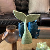 Turquoise Wood Mermaid Tail Sculpture 13.75" Coastal Table Decor Ocean Art Lifestyle image 4