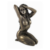 Bronzed Female Nude Kneeling Hands In Hair Statue Facing Right Main image