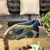 Hand Carved Blue Wooden Fish Statue 19" Nautical Coastal Decor Wood Accent Lifestyle image 5