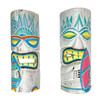 Set of 2 Pastel Surfer Tiki Masks 12" Hand-Carved Wooden Wall Decor Art Main image