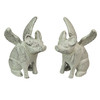 Set of 2 Distressed White Cast Iron Flying Pig Bookends 5.25 Inches High Main image
