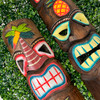 Triple-Faced Tiki Wall Sculpture Hand-Carved 39.5" Tall Lifestyle image 2