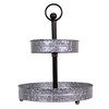 16-Inch High Galvanized Metal Two-Tier Rustic Round Tray Stand Additional image