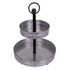 16-Inch High Galvanized Metal Two-Tier Rustic Round Tray Stand Additional image