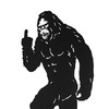 24.75-Inch High Black Metal Cutout Rude Bigfoot Flipping The Bird Wall Sculpture Additional image