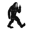 24.75-Inch High Black Metal Cutout Rude Bigfoot Flipping The Bird Wall Sculpture Additional image