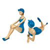 Set of 2 Beach Beauties Sunbathing Figurines Blue Polka Dot Coastal Decor Additional image
