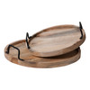 Rustic Round Wooden Tray Set 6.5 in Decorative Wood Trays with Handles Main image