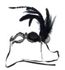 Scratch & Dent Steampunk Masquerade Metal Lace Monocle Eye Feather Mask w/Chain Additional image