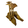 Things2die4 Wood Mushroom Sculpture on Root Base, Natural 4.5 in Tall Additional image