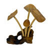 Wood Mushroom Figurine Sculpture on Root Base Natural Tabletop Decor Additional image