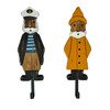 Set of 2 Nautical Sailor Captain Fisherman Wall Hooks, Wood & Metal 14.75 In Main image