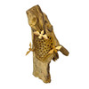 Wood Beehive Decorative Sculpture Natural Standing Accent with 3 Bees Additional image
