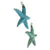 Set of 2 Blue Green Wooden Starfish Wall Sculptures Coastal Hanging Additional image