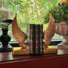 Angel Wing Bookends Set Antique Gold Resin 8.75 in Decorative Book Holders Lifestyle image 2