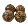 Set of 4 Brown Resin Decorative Orbs 4 in Distressed Geometric Sphere Decor Additional image