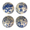 Decorative Orbs Set of 4 Blue White Floral Crackle Ceramic 3.75 In Main image