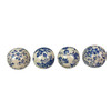 Decorative Orbs Set of 4 Blue White Floral Crackle Ceramic 3.75 In Additional image
