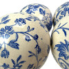 Decorative Orbs Set of 4 Blue White Floral Crackle Ceramic 3.75 In Additional image