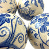 Decorative Orbs Set of 4 Blue White Floral Crackle Ceramic 3.75 In Additional image