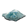 Oyster Shaped Decorative Plate Sea Blue Iridescent Glass 10 X 7.5 In Main image