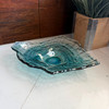 Oyster Shaped Decorative Plate Sea Blue Iridescent Glass 10 X 7.5 In Lifestyle image 3
