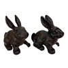 Decorative Bunny Bookends Set of 2 Cast Iron Brown Rabbit Book Holders 5 In Main image