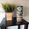 Set of 2 Wooden Tiki Statues 8 in Hand Painted Palm Flower Shelf Decor Lifestyle image 4