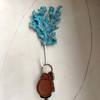 Decorative Coral Wall Hook Blue Silver 7.5 in Resin Metal Key Holder Lifestyle image 1