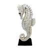 Seahorse Statue Coastal Nautical Resin Tabletop Sculpture 10 Inch Off White Additional image