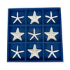 Starfish Tic Tac Toe Coastal Tabletop Sculpture Navy White Wood Resin 16.5in Additional image