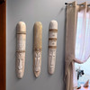 Set of 3 Tiki Mask Wall Sculptures Whitewashed Wood 39.5 in Tropical Lifestyle image 1