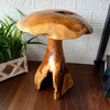 Teak Wood Mushroom Statue Hand Carved Natural Sculpture 16.5 in Decor Lifestyle image 1