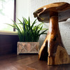 Teak Wood Mushroom Statue Hand Carved Natural Sculpture 16.5 in Decor Lifestyle image 3