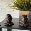 Set of 2 Pine Cone Taper Candle Holders Rustic Brown Cast Iron 3.5 In Lifestyle image 1