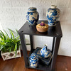 Set of 4 Blue White Floral Ceramic Vases Jars Glossy 6.5 in Decorative Lifestyle image 1