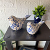 Blue White Ceramic Bird Figurine Set of 2 Delft Style 8.25 in Decor Lifestyle image 1