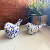 Blue White Ceramic Bird Figurine Set of 2 Delft Style 8.25 in Decor Lifestyle image 2