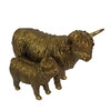 Highland Cow and Calf Statue Antique Bronze Resin Figurine 7.25 In Main image