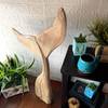Whale Tail Statue Coastal Distressed Wood Floor Sculpture 33 in Natural Lifestyle image 1