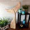 Whale Tail Statue Coastal Distressed Wood Floor Sculpture 33 in Natural Lifestyle image 3