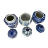 Decorative Jars Set of 3 Blue White Chinoiserie Porcelain Lidded 6.75 In Additional image