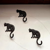Set of 3 Cast Iron Cat Wall Hooks Aged Brown Rustic 6.5 in Decorative Lifestyle image 1