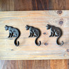Set of 3 Cast Iron Cat Wall Hooks Aged Brown Rustic 6.5 in Decorative Lifestyle image 2