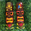 Set of 2 Tiki Wall Masks Hand Carved Wood 19.75 in Parrot Skull Decor Lifestyle image 4