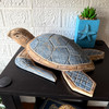 Sea Turtle Statue Hand Carved Wood Blue Coastal Decor 12in Tabletop Art Lifestyle image 1