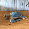 Sea Turtle Statue Hand Carved Wood Blue Coastal Decor 12in Tabletop Art Lifestyle image 5