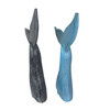 Wood Whale Tail Statues Set of 2 Coastal Blue Gray 15.75 in Decor Additional image