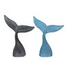 Wood Whale Tail Statues Set of 2 Coastal Blue Gray 15.75 in Decor Additional image