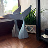 Wood Whale Tail Statues Set of 2 Coastal Blue Gray 15.75 in Decor Lifestyle image 3